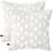 HAMUR HOME 2er Set Kissenbezüge 45x45 cm Boho Dekokissen Kissenbezug Sofakissen Dekorativ Couchkissen Kissenhülle Zierkissenbezug Set Kissen für Wohnzimmer Schlafzimmer (Point, Ecru)