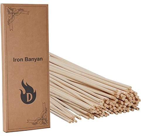 Iron Banyan bastoncini di legno in rattan naturale da 25,5 cm, bastoncini di canna, diffusore di aromi di oli essenziali per profumi di aromi (25CM, Colore Naturale)