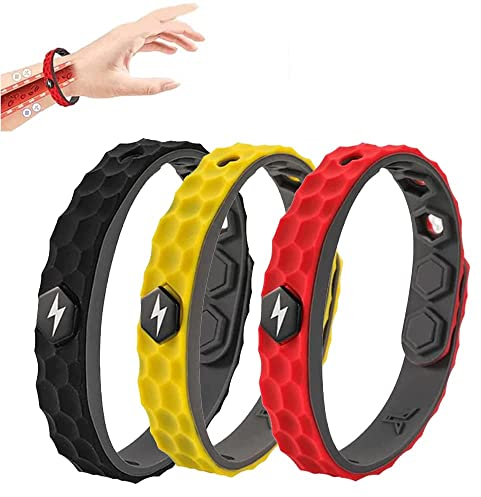 3 STÜCKE rotes Licht Ferninfrarot negative Ionen Armband Negative Ionen Antistatisch Einstellbare Silikon Sport Armbänder, Lymphdrainage Magnetarmband