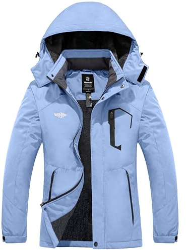 Wantdo Giacca da Sci Running Cappotto da Snowboard Escursionismo Outdoor Cappotto da Lavoro Idrorepellente Cappotto da Passeggio all'Aperto Sport Donna Blu Foschia XL