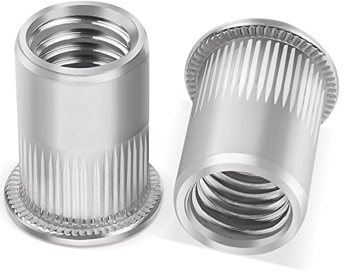 20 tuercas de remache M6, tuerca de casquillo Leryati de acero inoxidable A2 V2A, remaches redondos de cabeza plana roscada, tuercas de remache de fijación, tubos, etc.