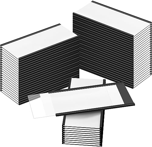 Fulmoon Magnetische Etikettenhalter, 10,2 x 5,1 cm, C-Kanal-Etikettenhalter, magnetisches Namensschild mit transparenten Kunststoffschutzfolien und weißen Papiereinsätzen für Aktenschrank, Regal,