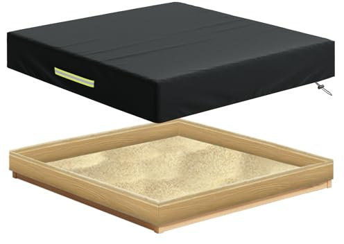 MOZMY Copertura per sabbiera, impermeabile, copertura per sabbiera, con coulisse e strisce fluorescenti, telone per sandbox 120 x 120 x 20 cm