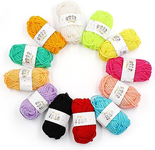 Filato per maglieria 12 gomitoli di Filato di cotone per maglieria a mano, 12 colori