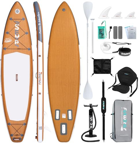 FunWater 10'6–11'6 SUP Board, aufblasbares Stand-Up Paddle Board für alle Könnensstufen, ideal für Einsteiger & Familien, mit Anti-Rutsch Eva-Deck, Paddel, Pumpe & komplettem Zubehör