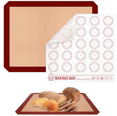 Tappetino Forno in Silicone, Accessori Cottura Macarons, Tappetini Riutilizzabili Antiscivolo Foglio per Impasti Biscotti Pasticceria Pizza Pane Panini
