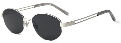SHEEN KELLY Lunettes de soleil ovales rétro pour hommes et femmes, lunettes de soleil rétro en nylon à monture métallique UV400