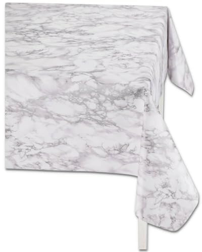 Casatessile Tovaglia plastificata Italiana Effetto Marmo Tela Cerata, Antimacchia, Impermeabile - Grigio Chiaro, 6 posti 140x180 cm.