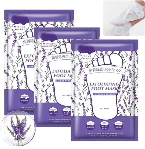 3 Pack Lavender Foot Peel Mask,Exfoliating Foot Mask,Moisturising Socks for Cracked Heels and Dry Skin,Callus Remover Feet Masks,Baby-Soft Feet Skin,Foot SPA Socks for Women and Men,Foot Care Masks
