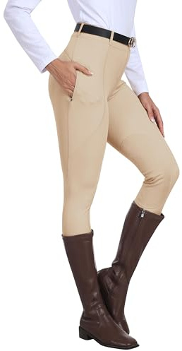 MoFiz Pantalon Montar Caballo Mujer Ropa Hipica Pantalones Ecuestres Silicon Full Seat Mallas Equitacion Pantalones Caqui XL