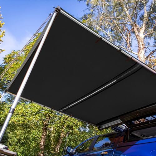 Sidomarkis för bil med LED-ljus på taket utdragbart tält reparation justerbar höjd teleskopiska stolpar PU2000mm UV50+ SUV skugga utomhus camping resa