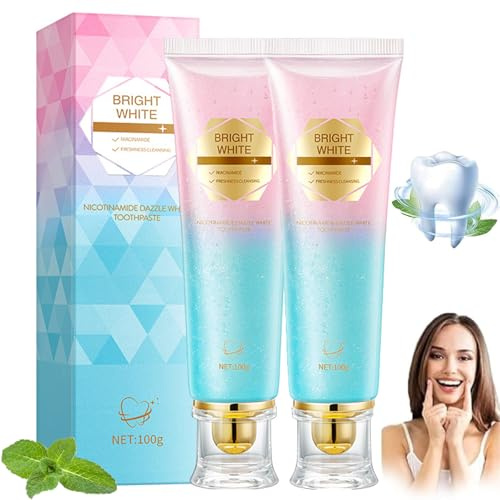 2 Stück Radiant Whitening Zahnpasta, Nicotinamid Whitening Zahnpasta, Zahnpasta Weisse Zähne, Niacinamid Zahnpasta für Tiefenreinigung, Intensive Aufhellung, Frischer Atem