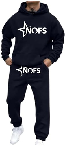 Generisk NOFS joggingbyxor och träningsoveraller bokstäver tryck, lösa huvtröjor och joggingbyxor Y2K för män, hip hop, streetwear, tracksuit herr, pullover, lediga toppar + sportbyxor (2 stycken