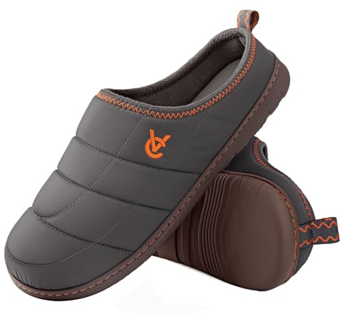 VeraCosy Mens Quilted Slip On Slippers with Anti Outsole Indoor Outdoor | Memory Foam, Lightweight, Comfy, Non-slip, Warm, Supportive, House, Travel, Bedroom, Garden, Caming, Gift