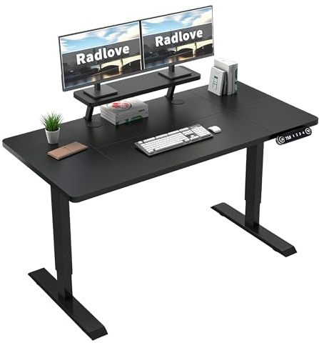Radlove Scrivania elettrica regolabile in altezza con supporto per monitor, indicatore LED, 160 x 76 cm, scrivania regolabile per home office e ufficio, nero