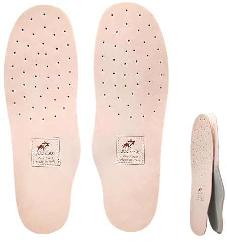 BullTek Solette Ortopediche in Cuoio Uomo Donna Misure 36-48 1 Paio – Fatto a Mano in Italia, Supporto Arco Plantare, Antiodore, Antisudore, Traspirante, Sollievo Piedi (EU 44-28,5 CM)