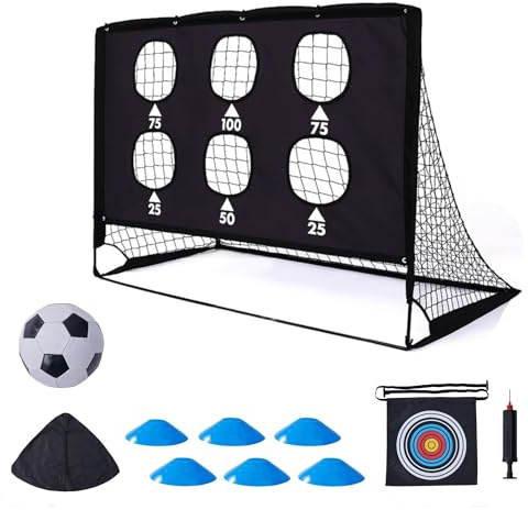 livaPRO Football Goals for Kids, Garden Football Training Equipment 3 Modes with Carry Bag, 6x Cones, Ball, Ball Pump, 2 Target, Foldable Pop Up Soccer Net Goal Post Indoor&Outdoor (1 Goal)