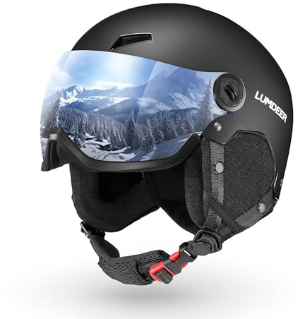 LUMDEER Ski Helmet with 2 in 1 Visor Goggles, UV Protection Snowboard Helmet, Certified Ajustable Snow Sport Helmets for Men Women Skiing, Skating, Snowboarding