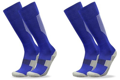 CKDKASZ Anti-Slip Fencing Socks, High-top athletic socks suitable for épée, sabre, and foil fencing, Unisex fencing protective gear(Blue-White,TWO PAIRS_L)