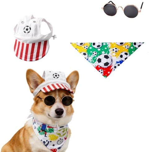 Aribliseza Pañuelo para Perro, 3 Piezas de Ropa para Perros Mundial de Fútbol, Conjunto de Bandanas Reversibles para Perros Medianos de Estilo Aficionado (M)