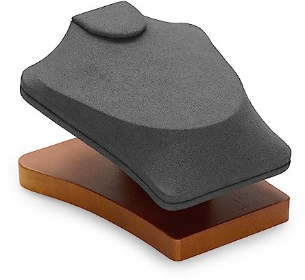 Oirlv Espositore Per Collane In Legno Massiccio, Espositore Per Gioielli Da Centro Commerciale, Espositore Per Gioielli A Busto Di Collana (Grigio Scuro)