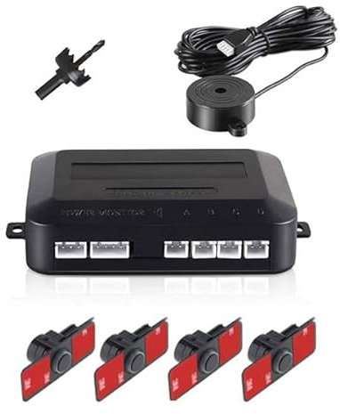 RVS Sensori Parcheggio Auto Parcheggio Posteriore Kit 4 Sensori Invisibili Radar con Suono di Allarme