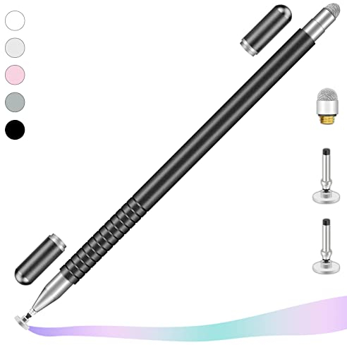iMoebel Tablet Stift Eingabestift Universal, 2 in 1 Touchscreen Stift Stylus Pen mit 2 Magnetischen Kappen für Tablets Handy iPad iPhone Smartphone Samsung Huawei usw., Schwarz