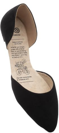 Rollasole D'Orsay Flats - La Femme - Schwarz - stilevolle faltbare Slip-On-Ballerinas für Damen - Handtasche, Alltag, Ausgehen, Partys, Hochzeit, Sommerreisen