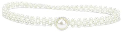 ieron Dam brud elastiskt pärlbälte elegant vit pärlstav kristall strass retro dekorativt midjebälte för brudtärna bröllopsklänning, 61 cm