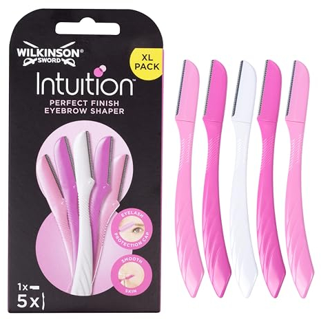 WILKINSON SWORD - Intuition Augenbrauenformer | Trimmt und entfernt Gesichtsbehaarung | Dermaplaning-Werkzeug | Packung mit 5 Einwegrasierern