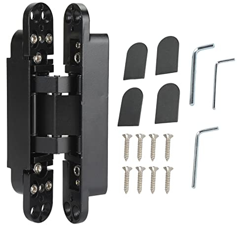 Ejoyous Modern Black Zinc Alloy Flush Mount Hidden Door Hinges, 180 Degrees Adjustable, 35mm-850mm Door, 40kg Capacity