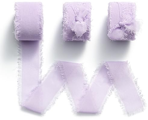 MORSUNBELA - Nastro decorativo per regali di nozze in chiffon lilla, larghezza 2,5 cm