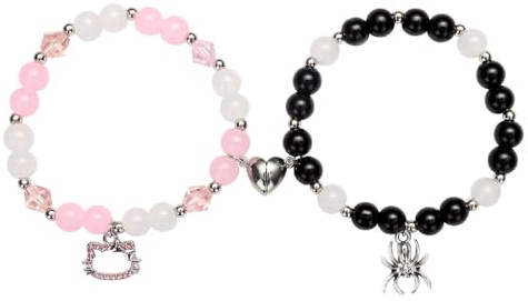 Wnddle 2 Piezas Pulsera Pareja Magnética Pulsera para Mujer y Hombre, de Pulseras para Parejas, Spider Kitty Amistad Pulseras, de Pulseras Magnéticas para Parejas Mejor Amigo, para Novio Novia Amante
