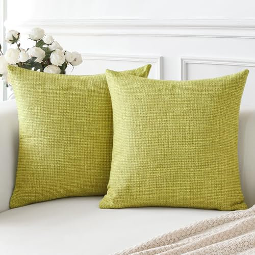 Artscope 2er Set Kissenbezug Einfarbig Wurfkissenbezug Leinen Kissenbezüge Moderne Dekokissen Kissenhülle Set Kissen Fall für Sofa Schlafzimmer Zuhause Dekor 40x40 cm Grasgrün
