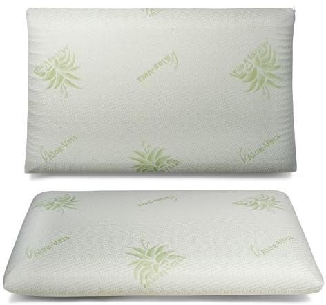 DREAM HAVEN Cuscino Memory Foam a Saponetta con federa in Aloe Vera, Cuscino letto Cervicale e Ortopedico, Guanciale Letto Anti Acaro e Anallergico (Federa in Aloe Vera, 1)
