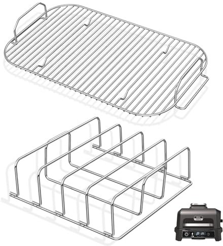 MOASKER Woodfire Rib Rack & Roast Rack for Ninja Woodfire XL Grill OG800/900 Series Accessories, XSKRACKXL Rib Rack & XSKRSTRKXL Smoke Rack for Ninja OG951 OG850 Pro Connect XL Outdoor Grill Smoker