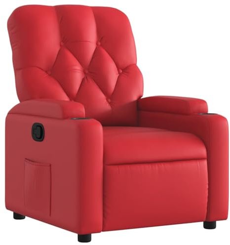 vidaXL Sillón Reclinable, Silla con Respaldo Reposabrazos, Sillón de Televisión Relax Descanso, Asiento para Salón, Cuero Sintético Rojo