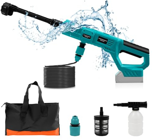 Batteridriven högtryckstvätt för Makita batteri 18 V, mobil högtryckstvätt med slang bärbar högtryckstvätt för bil, terrass, fönster, gräsmatta (utan batteri)
