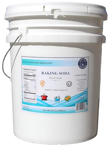Baking Soda - 50 lb Bucket - Multi-Purpose Sodium Bicarbonate for Cleaning, Deodorizing, Pool Maintenance, Laundry Boosting, Gardening, and DIY Household Formulas