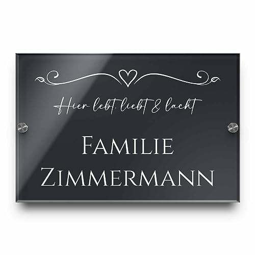CHRISCK design Edles Namensschild | Türschild mit Gravur | Über 80 Motive | Familien-Haus Namensschild | Familienschild | Türschilder für die Haustür | 30x20 cm