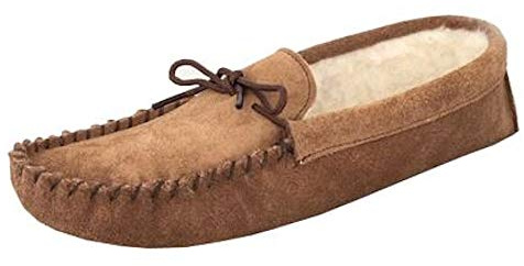 Mokkers Mens Leather Suede Slippers Warm Lined Moccasin Suede Sole Shoes Size - Taupe - UK 10