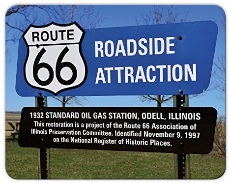 Addies Mousepad 'Route 66' schönes Mauspad Motiv in feiner Cellophan Geschenk-Verpackung mit Kautschuk Untermaterial, 24x19cm - MP04