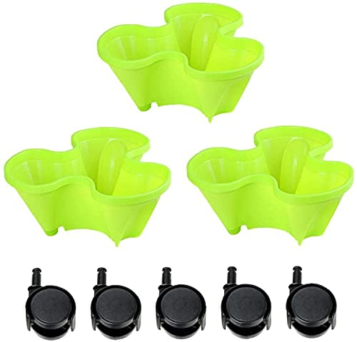 Yeehliny Pflanzturm Stapelbaren Pflanztöpfen Vertikaler Garten mit 3 Etagen, Pflanzgefäß Topf Hochbeet mit Untersetzer für Balkon, Garten und Terrasse - Erdbeeren und Kräuter anpflanzen (Grün)