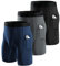 Niksa 3 Packs Mens Compression Shorts Running Base Layer Shorts Men's Workout Shorts with Cell Phone Pockets Tight Dry and Breathable Sports Shorts for Cycling Yoga Boxing Gym, Black Grey Navy Blue,S