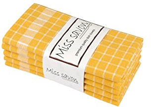 Juego de 5 Toallas de té de algodón 100% Diseño Elegante Paños de Cocina Suaves y duraderos con Fuerte absorción de Agua Trapos de Cocina (Amarillo)