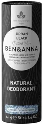 BEN & ANNA URBAN BLACK - Natürliches Deo-Stick für Herren und Damen | Vegan & Naturkosmetik | Nachhaltig in Papertube | Gegen starkes Schwitzen | Aluminiumfrei (40 g (1er Pack))