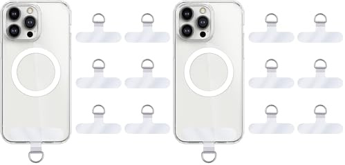 TIESOME Pads de Bande de clé de téléphone Portable, 6Pcs Universel Téléphone Tether Tab Téléphone Strap Connecteur avec Anneau métallique pour téléphones Portables Sécurité Drop Protection