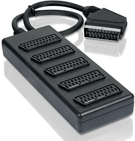 scart plug to 5 scart socket adaptor - 0.5m cable