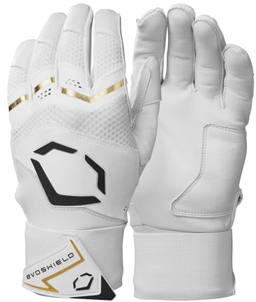EvoShield Carbyne Adult Batting Gloves with Strap - Team White, Large