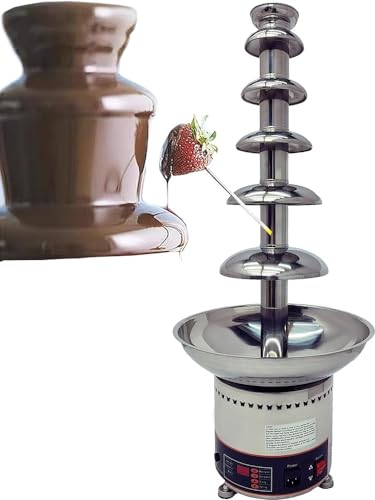 Machine Commerciale De Fontaine De Chocolat De 4/5/6 Niveaux Avec Le Contrôle De Température, Machine De Fusion De Cascade De Fondue D'acier Inoxydable Pour Le Buffet De Mariage De Resta(Size:6 Tiers)